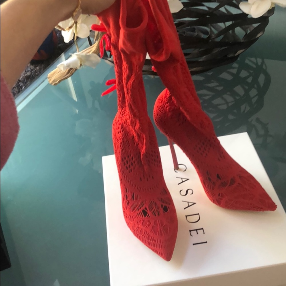 Casadei  red sock booties blade Eu 38.5